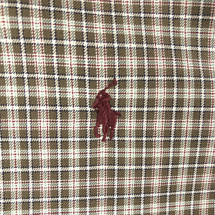 Ralph Lauren Classic Fit Long Sleeve Button Down Check Shirt Men's Size L cotton brown type Vintage Second Hand