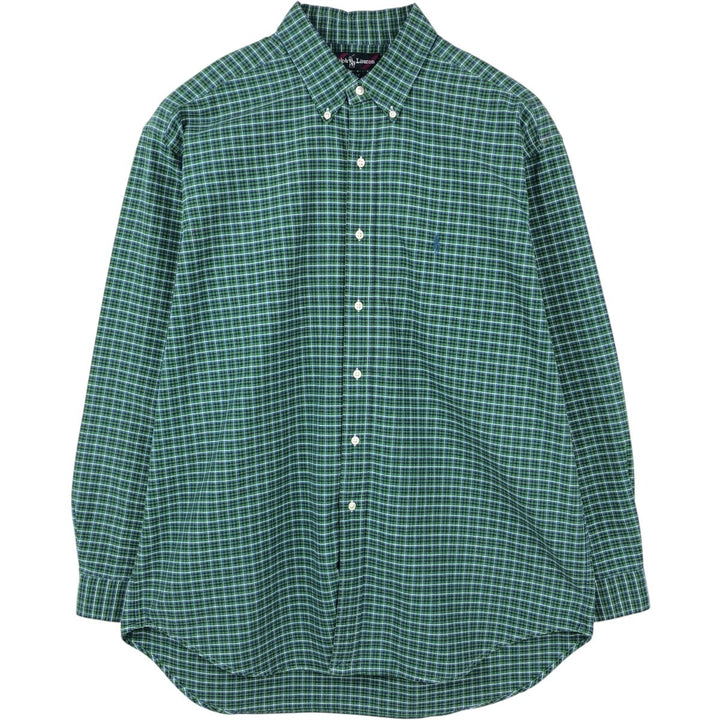 Ralph Lauren BLAKE long sleeve button down check shirt, men's XL size cotton green type Vintage Second Hand