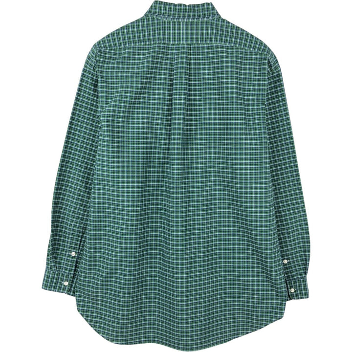 Ralph Lauren BLAKE long sleeve button down check shirt, men's XL size cotton green type Vintage Second Hand