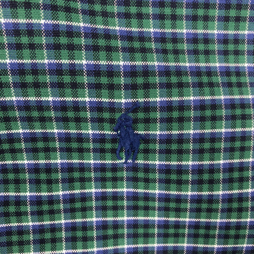 Ralph Lauren BLAKE long sleeve button down check shirt, men's XL size cotton green type Vintage Second Hand
