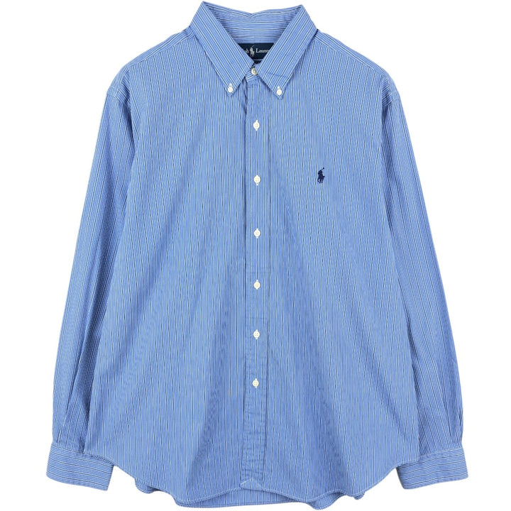 Ralph Lauren Classic Fit Multi-Stripe Long Sleeve Button-Down Striped Shirt, Men's XL cotton blue type Vintage Second Hand