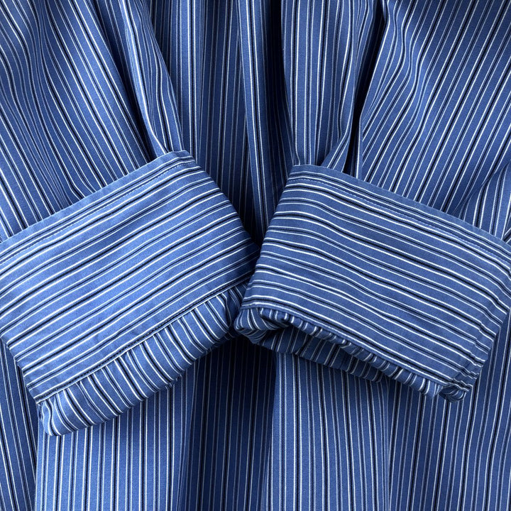 Ralph Lauren Classic Fit Multi-Stripe Long Sleeve Button-Down Striped Shirt, Men's XL cotton blue type Vintage Second Hand