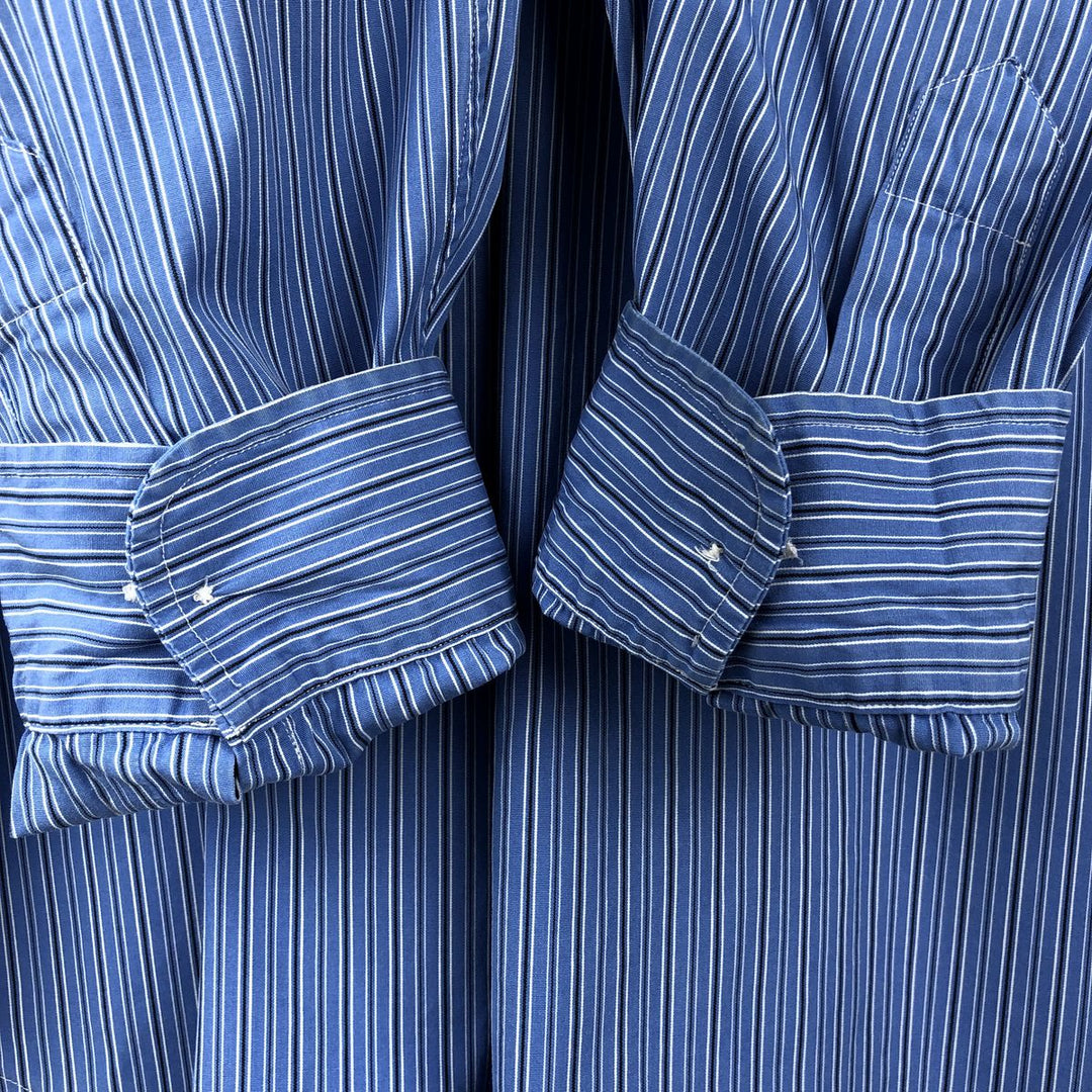 Ralph Lauren Classic Fit Multi-Stripe Long Sleeve Button-Down Striped Shirt, Men's XL cotton blue type Vintage Second Hand
