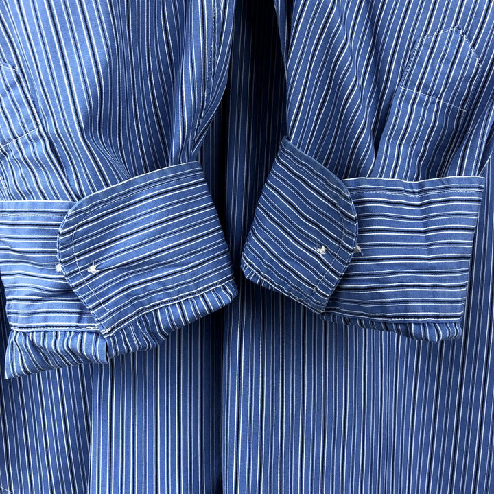 Ralph Lauren Classic Fit Multi-Stripe Long Sleeve Button-Down Striped Shirt, Men's XL cotton blue type Vintage Second Hand
