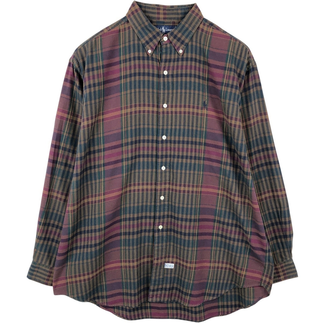Ralph Lauren long sleeve button down check shirt, men's XL size cotton red type Vintage Second Hand