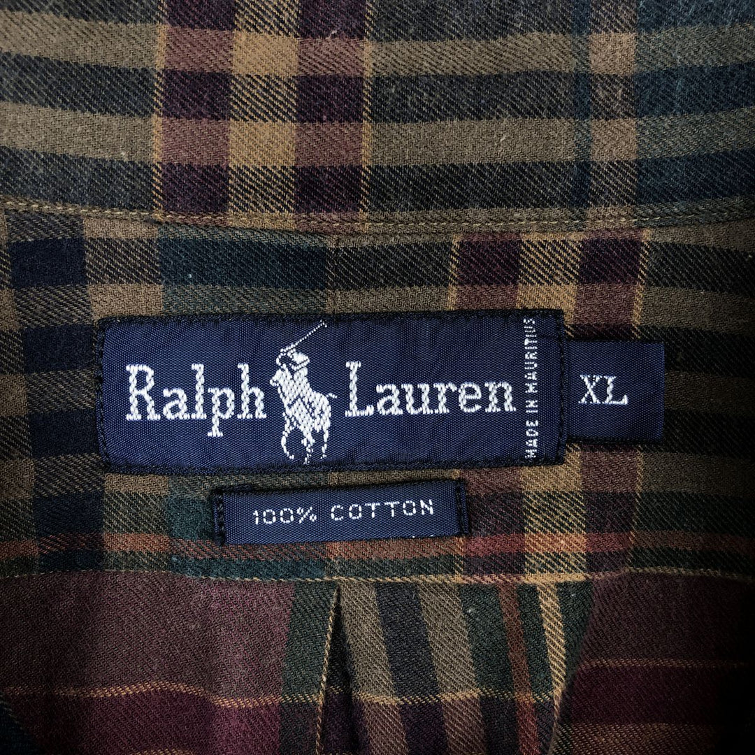 Ralph Lauren long sleeve button down check shirt, men's XL size cotton red type Vintage Second Hand