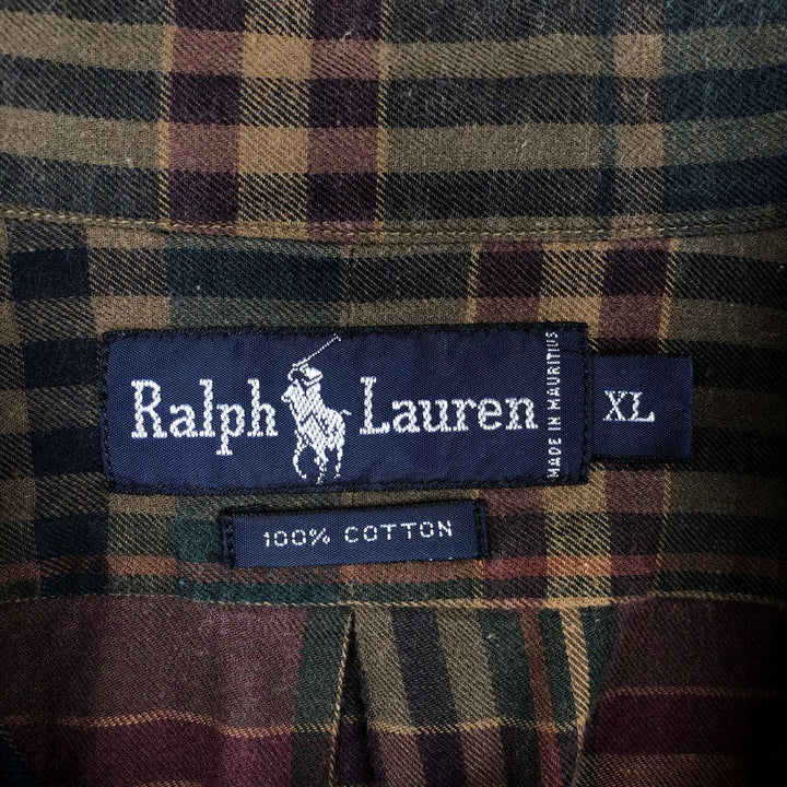 Ralph Lauren long sleeve button down check shirt, men's XL size cotton red type Vintage Second Hand