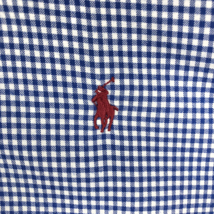 Ralph Lauren Gingham Check Long Sleeve Button-Down Check Shirt, Men's Size L cotton blue type Vintage Second Hand
