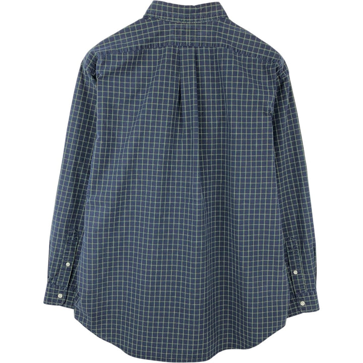 Ralph Lauren BLAKE long sleeve button down check shirt, men's XL size cotton navy blue type Vintage Second Hand