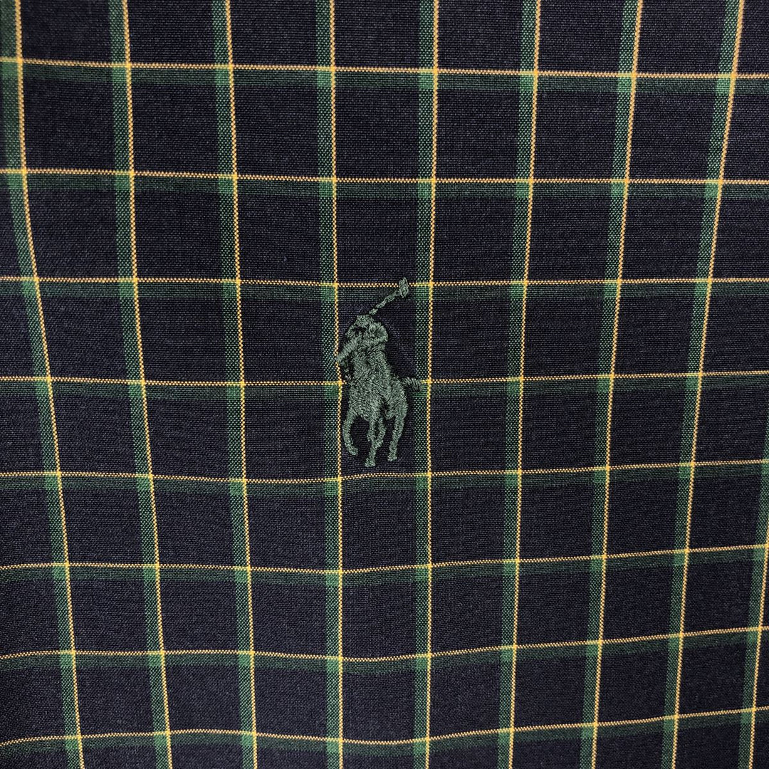 Ralph Lauren BLAKE long sleeve button down check shirt, men's XL size cotton navy blue type Vintage Second Hand