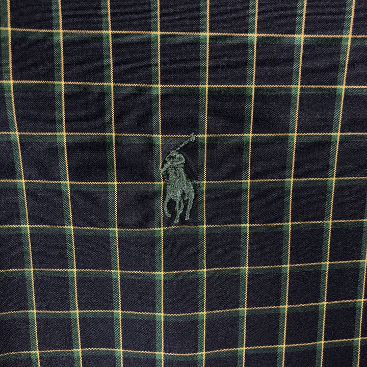 Ralph Lauren BLAKE long sleeve button down check shirt, men's XL size cotton navy blue type Vintage Second Hand