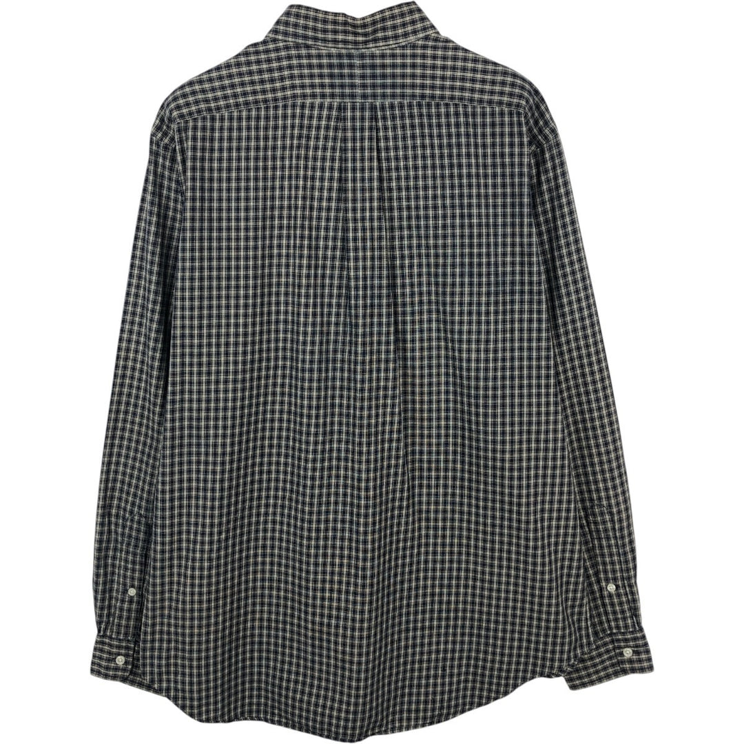 Ralph Lauren Classic Fit Long Sleeve Button Down Check Shirt Men's Size L cotton navy blue type Vintage Second Hand