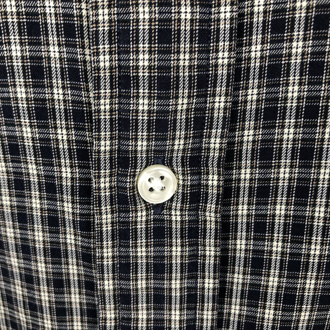 Ralph Lauren Classic Fit Long Sleeve Button Down Check Shirt Men's Size L cotton navy blue type Vintage Second Hand