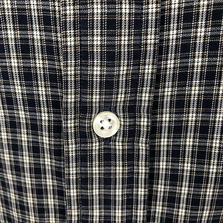 Ralph Lauren Classic Fit Long Sleeve Button Down Check Shirt Men's Size L cotton navy blue type Vintage Second Hand