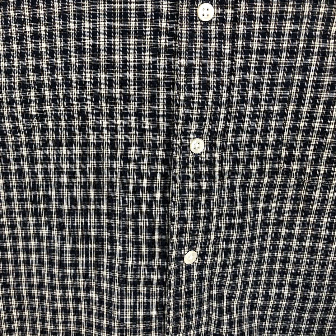 Ralph Lauren Classic Fit Long Sleeve Button Down Check Shirt Men's Size L cotton navy blue type Vintage Second Hand