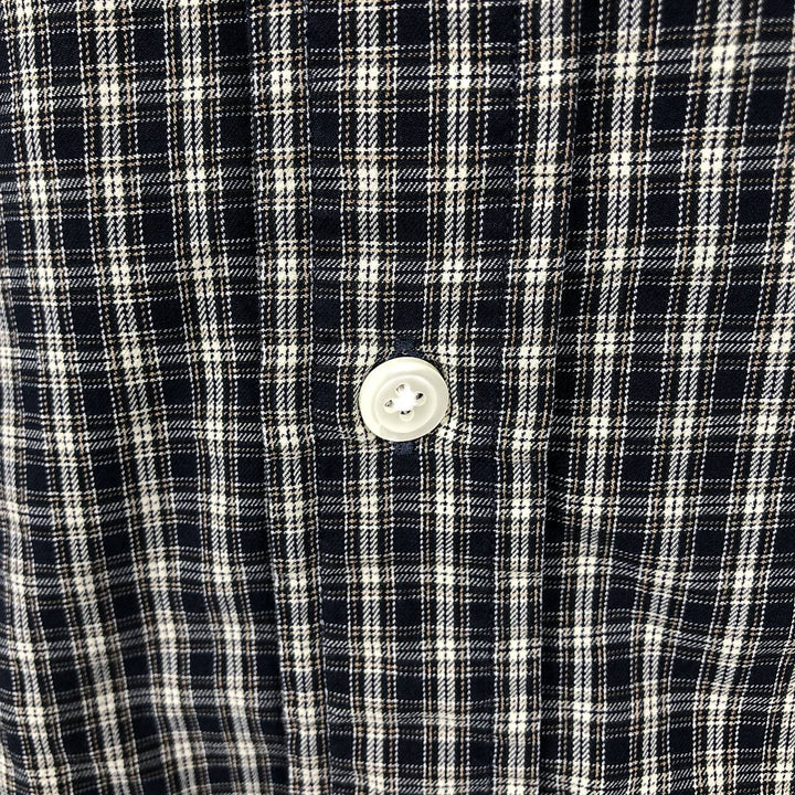 Ralph Lauren Classic Fit Long Sleeve Button Down Check Shirt Men's Size L cotton navy blue type Vintage Second Hand
