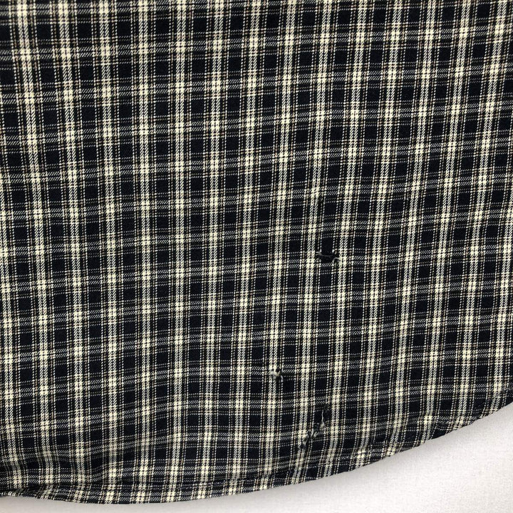 Ralph Lauren Classic Fit Long Sleeve Button Down Check Shirt Men's Size L cotton navy blue type Vintage Second Hand