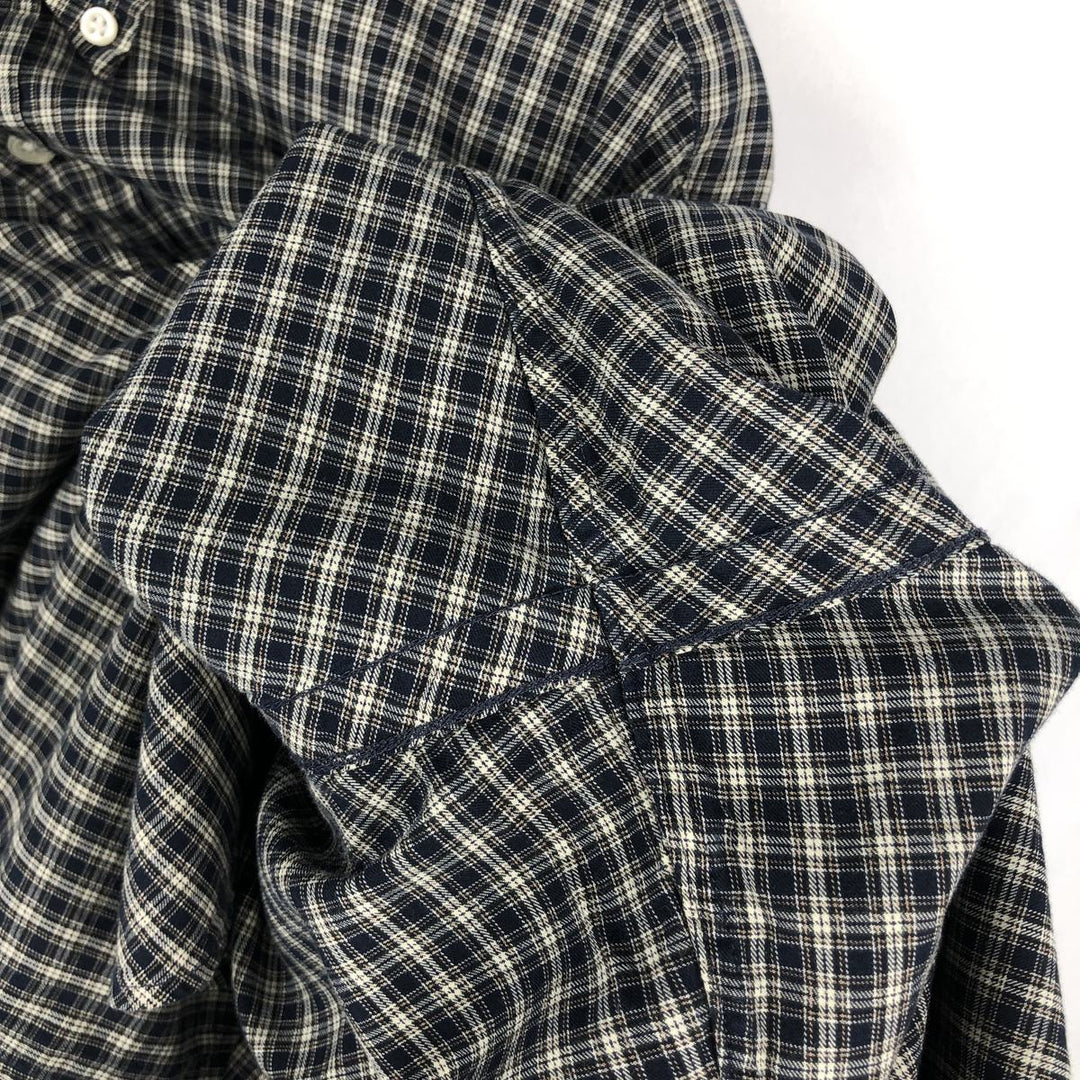 Ralph Lauren Classic Fit Long Sleeve Button Down Check Shirt Men's Size L cotton navy blue type Vintage Second Hand