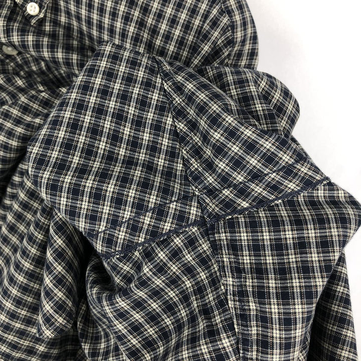 Ralph Lauren Classic Fit Long Sleeve Button Down Check Shirt Men's Size L cotton navy blue type Vintage Second Hand