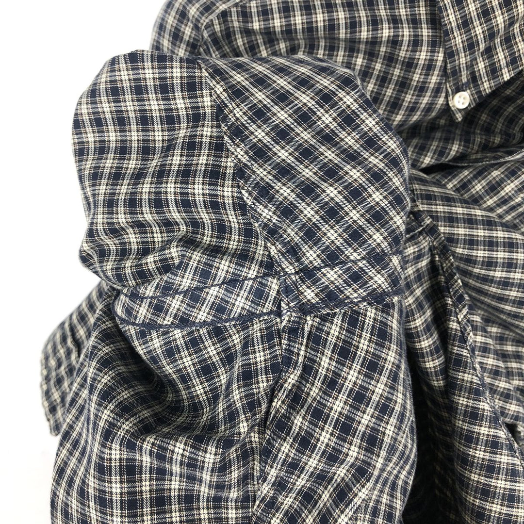 Ralph Lauren Classic Fit Long Sleeve Button Down Check Shirt Men's Size L cotton navy blue type Vintage Second Hand