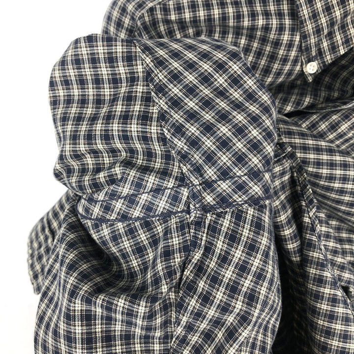 Ralph Lauren Classic Fit Long Sleeve Button Down Check Shirt Men's Size L cotton navy blue type Vintage Second Hand