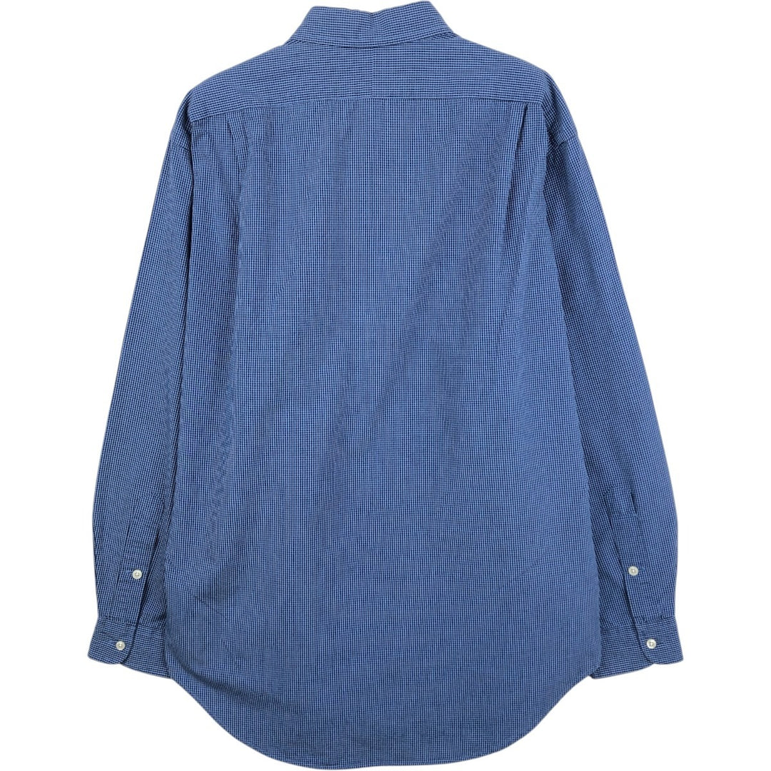 Ralph Lauren MARLOWE long sleeve button down check shirt, men's size M cotton blue type Vintage Second Hand