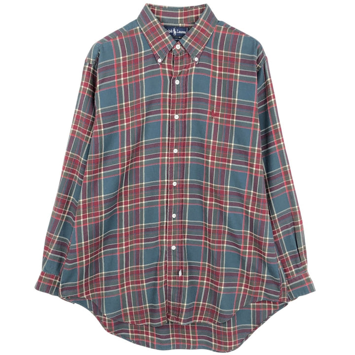 Ralph Lauren long sleeve button down check shirt, men's XL size cotton Green type dark green Vintage Second Hand