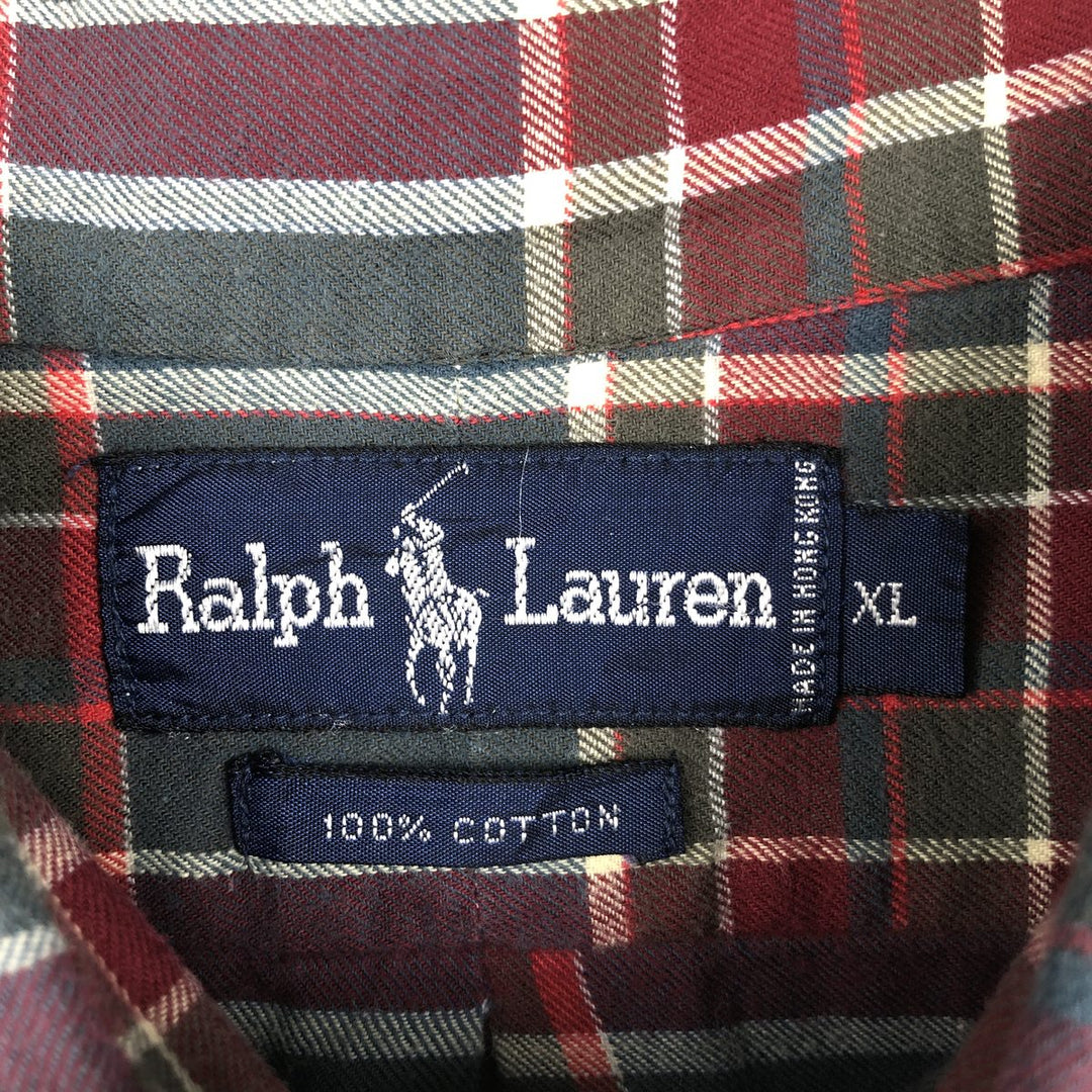 Ralph Lauren long sleeve button down check shirt, men's XL size cotton Green type dark green Vintage Second Hand