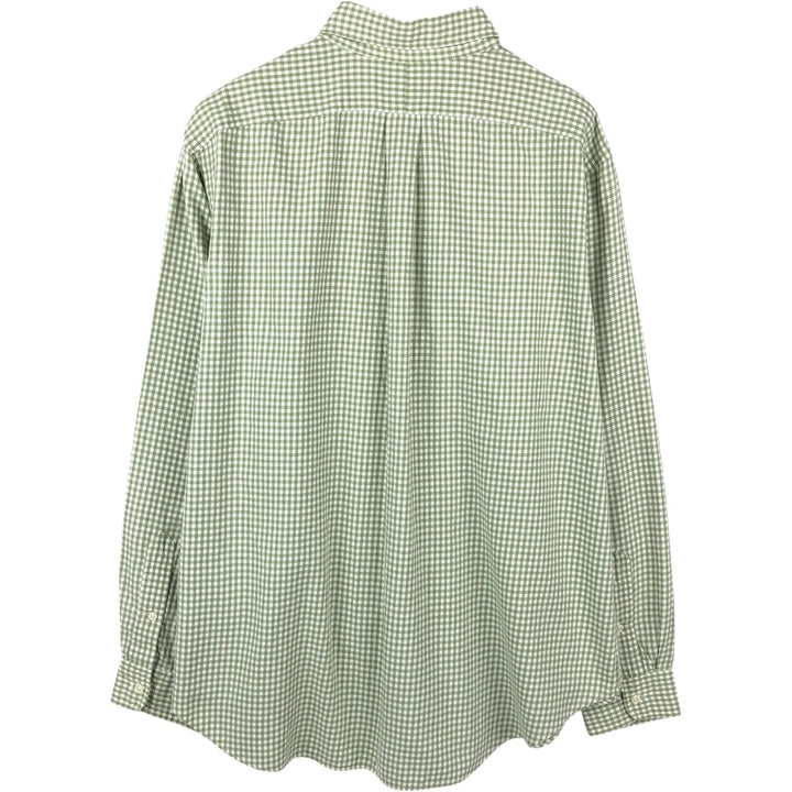 Ralph Lauren Classic Fit Gingham Check Long Sleeve Button-Down Check Shirt, Men's Size XL cotton Khaki type sage green Vintage Second Hand