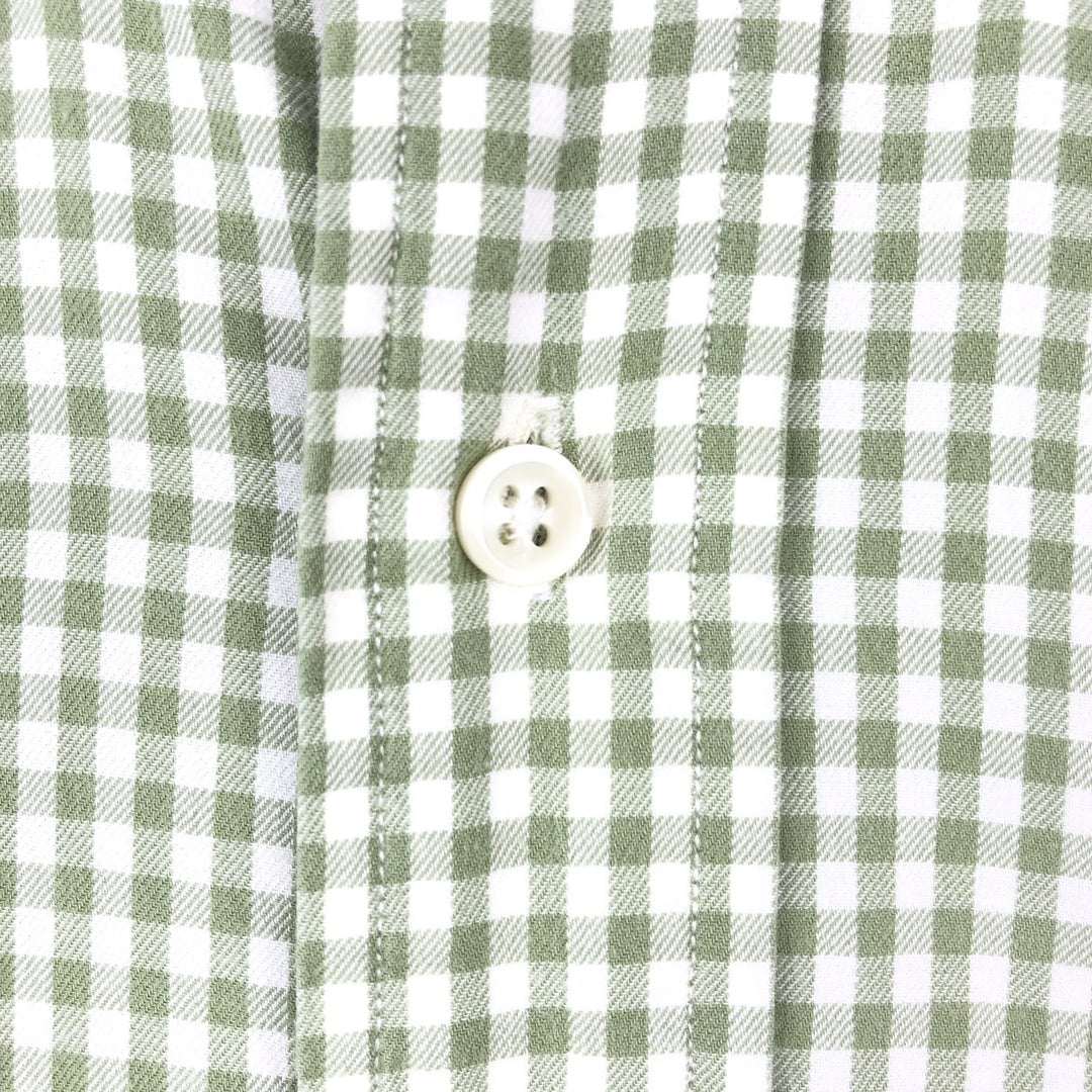 Ralph Lauren Classic Fit Gingham Check Long Sleeve Button-Down Check Shirt, Men's Size XL cotton Khaki type sage green Vintage Second Hand