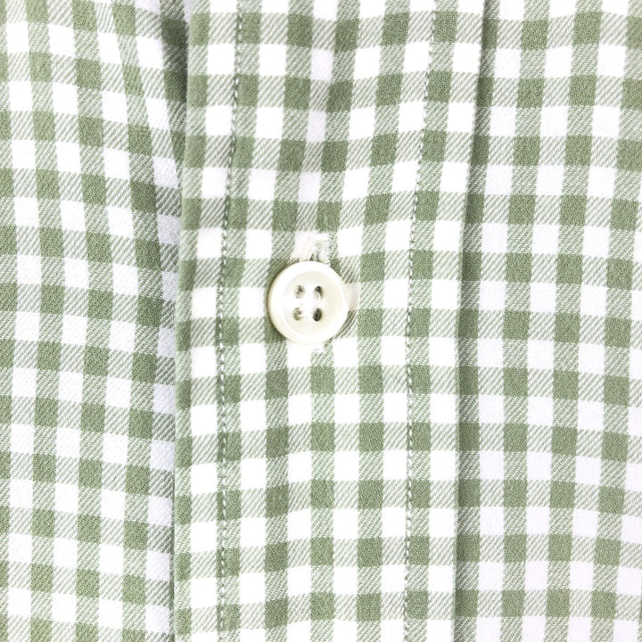 Ralph Lauren Classic Fit Gingham Check Long Sleeve Button-Down Check Shirt, Men's Size XL cotton Khaki type sage green Vintage Second Hand