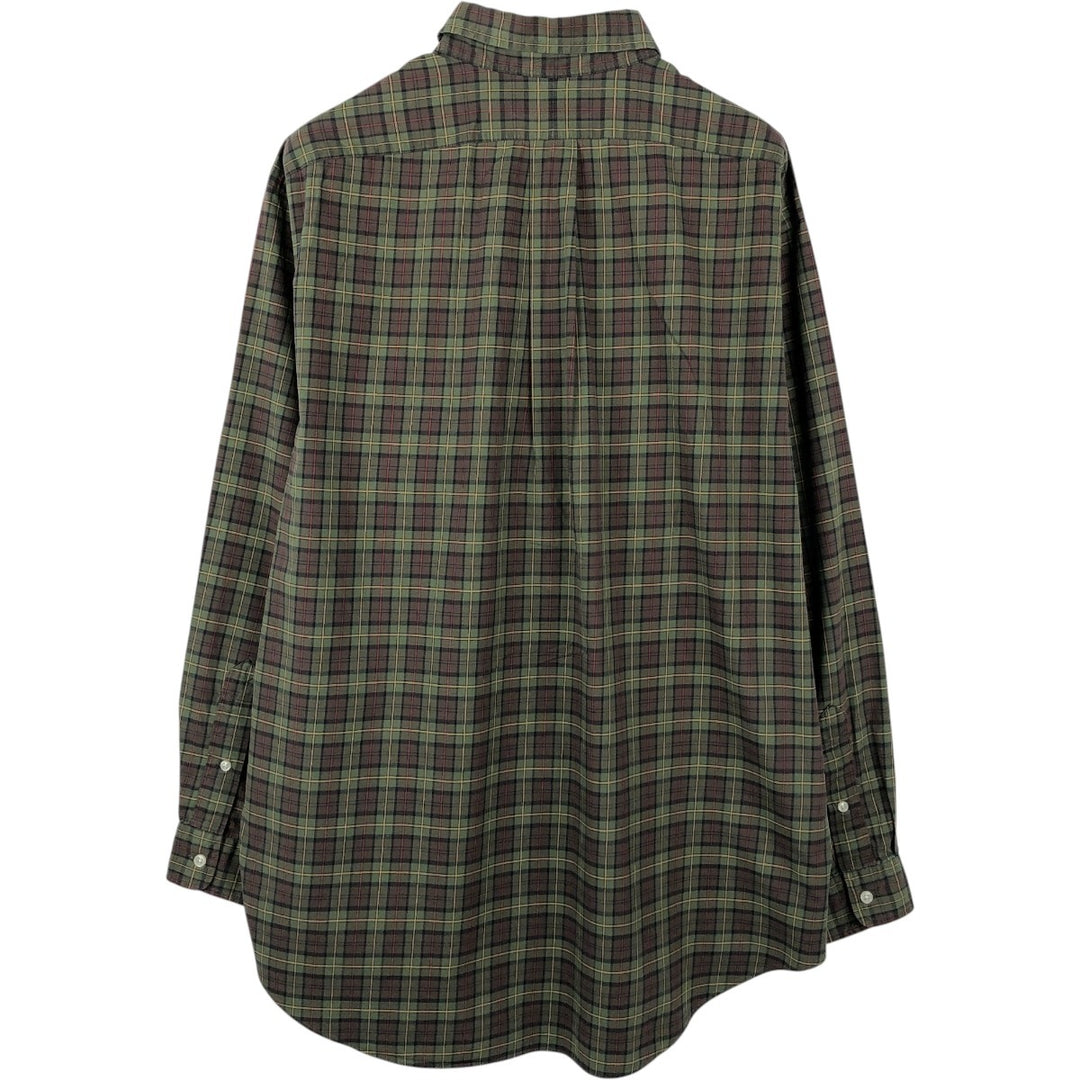 Ralph Lauren CLASSIC FIT long-sleeve button-down check shirt, made in India, men's size XL equivalent. cotton Khaki type sage green Vintage Second Hand