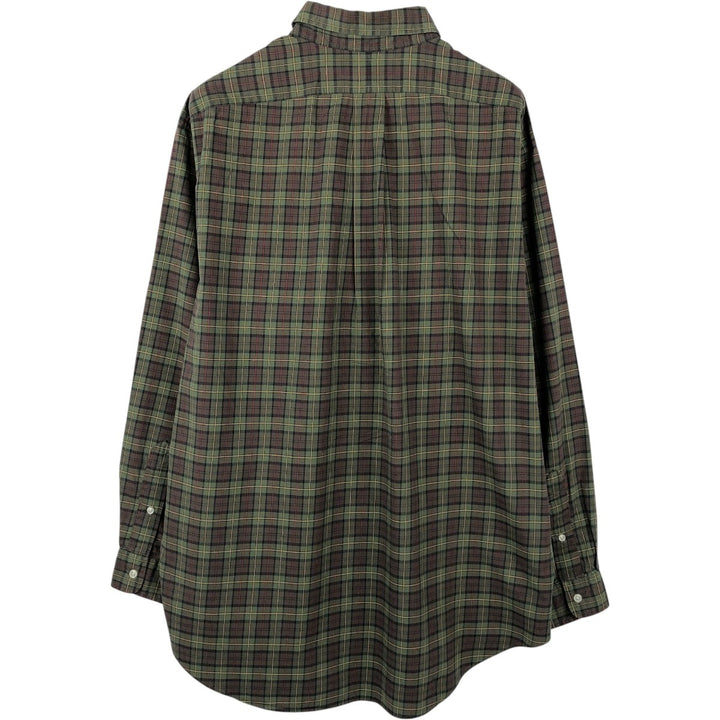 Ralph Lauren CLASSIC FIT long-sleeve button-down check shirt, made in India, men's size XL equivalent. cotton Khaki type sage green Vintage Second Hand