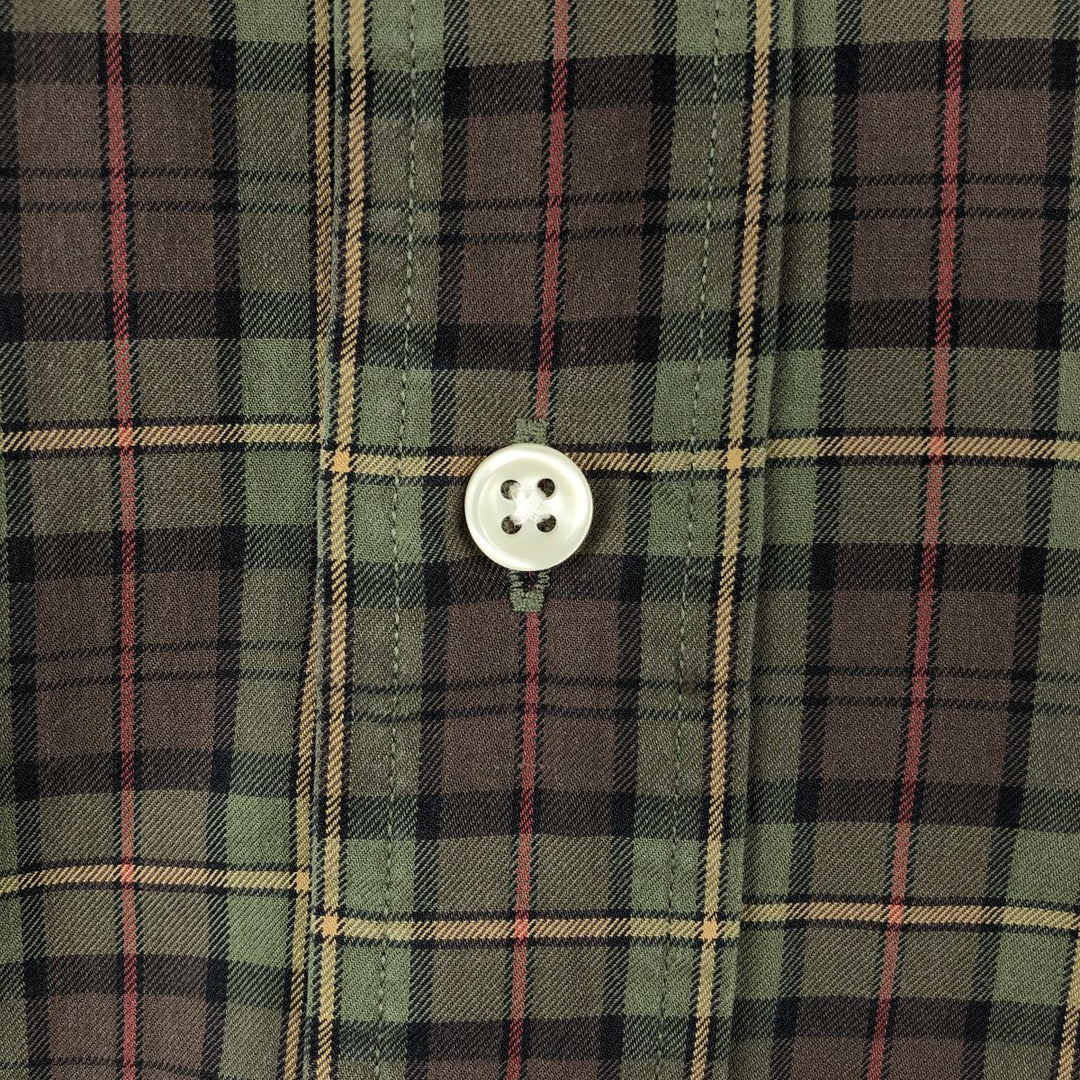 Ralph Lauren CLASSIC FIT long-sleeve button-down check shirt, made in India, men's size XL equivalent. cotton Khaki type sage green Vintage Second Hand