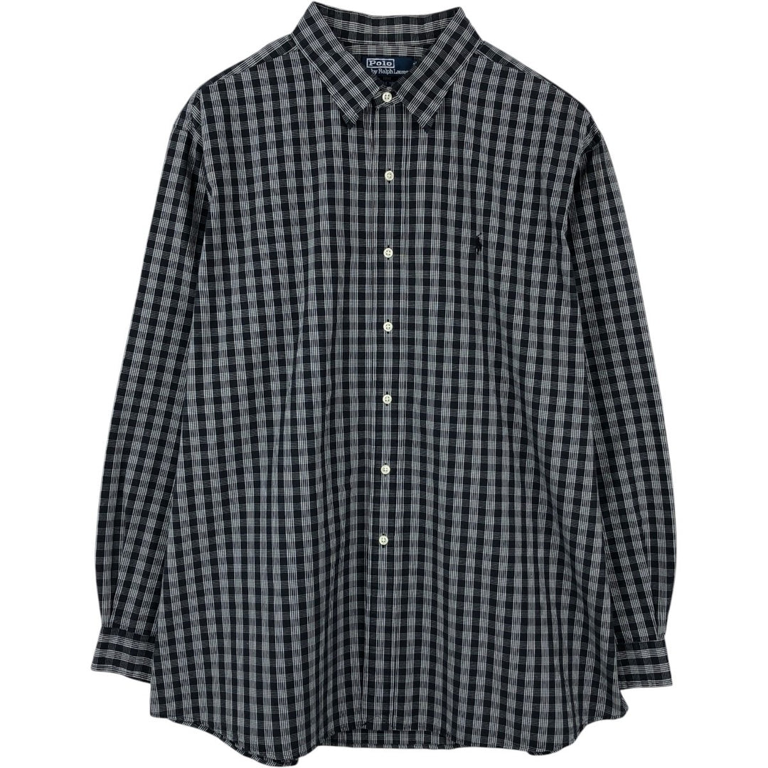 Ralph Lauren POLO by Ralph Lauren LOWELL SPORT Long-Sleeve Button-Down Check Shirt, Men's Size XXL (approx.) cotton black type Vintage Second Hand
