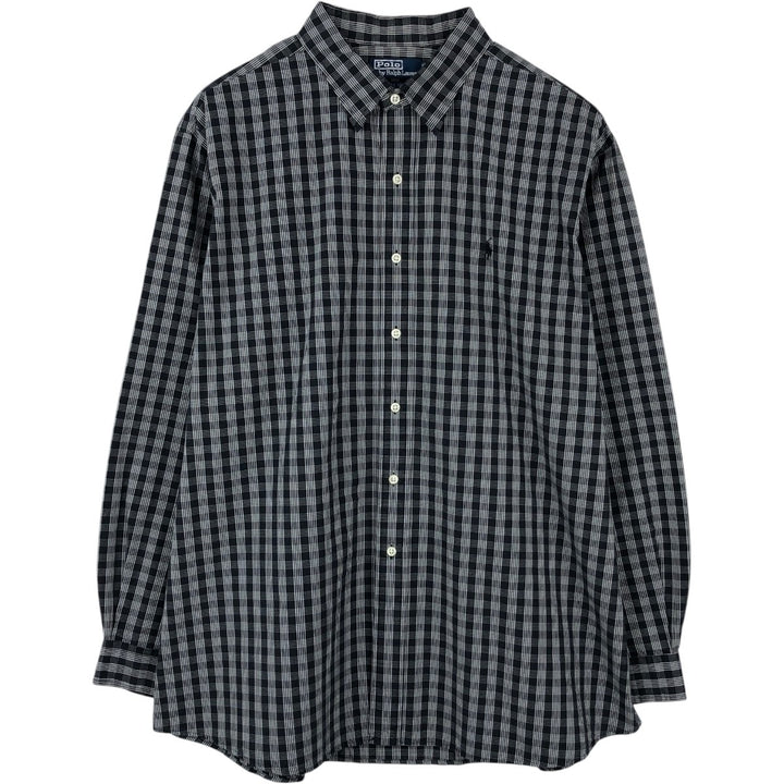 Ralph Lauren POLO by Ralph Lauren LOWELL SPORT Long-Sleeve Button-Down Check Shirt, Men's Size XXL (approx.) cotton black type Vintage Second Hand