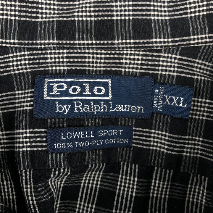 Ralph Lauren POLO by Ralph Lauren LOWELL SPORT Long-Sleeve Button-Down Check Shirt, Men's Size XXL (approx.) cotton black type Vintage Second Hand