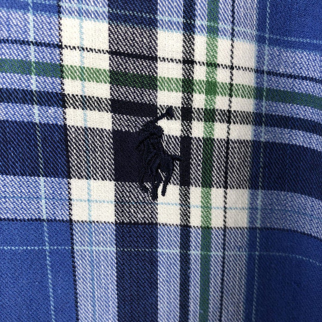 Ralph Lauren long sleeve button down check shirt, men's size M cotton blue type Vintage Second Hand