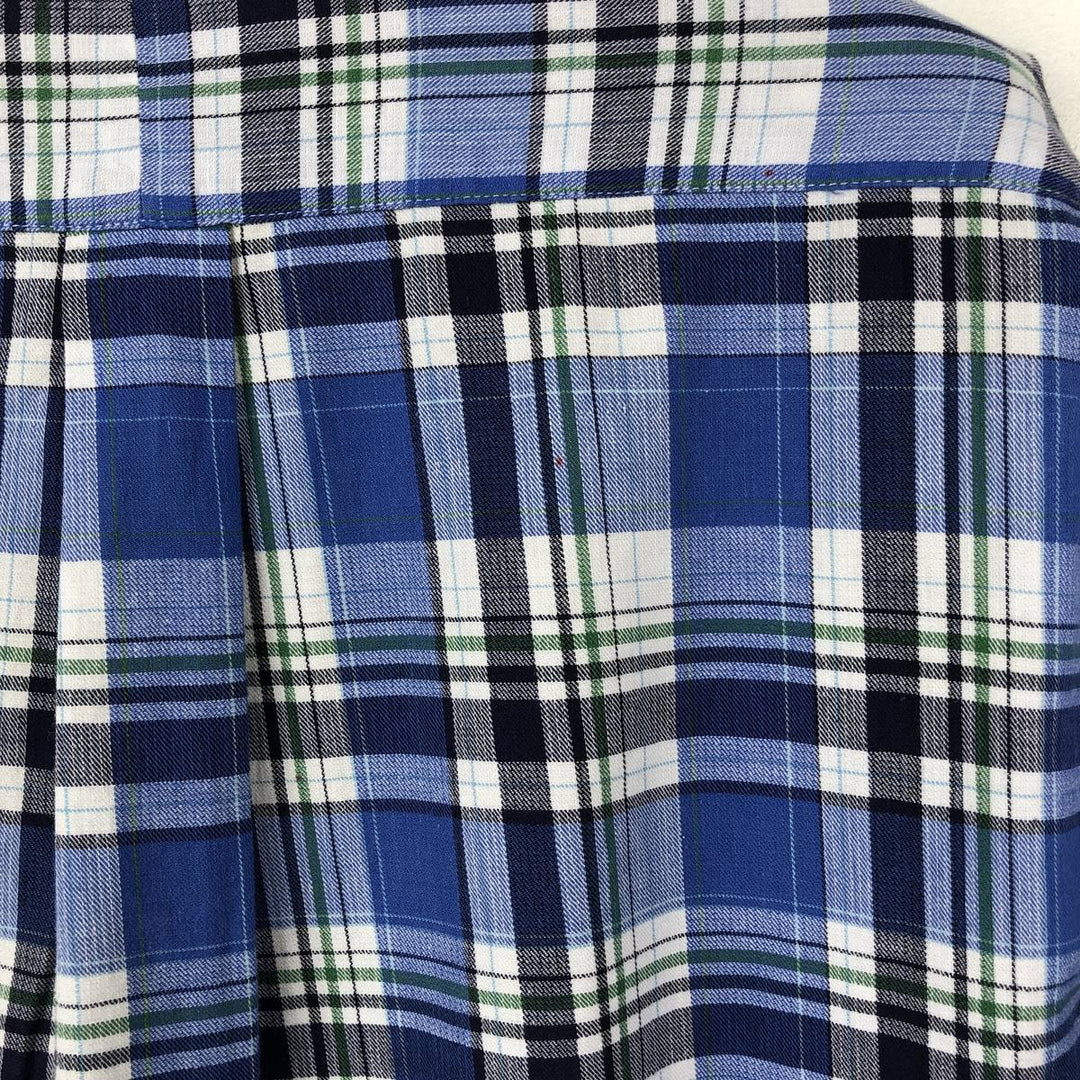 Ralph Lauren long sleeve button down check shirt, men's size M cotton blue type Vintage Second Hand
