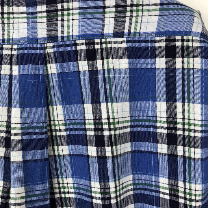 Ralph Lauren long sleeve button down check shirt, men's size M cotton blue type Vintage Second Hand