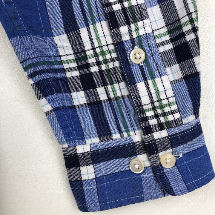 Ralph Lauren long sleeve button down check shirt, men's size M cotton blue type Vintage Second Hand