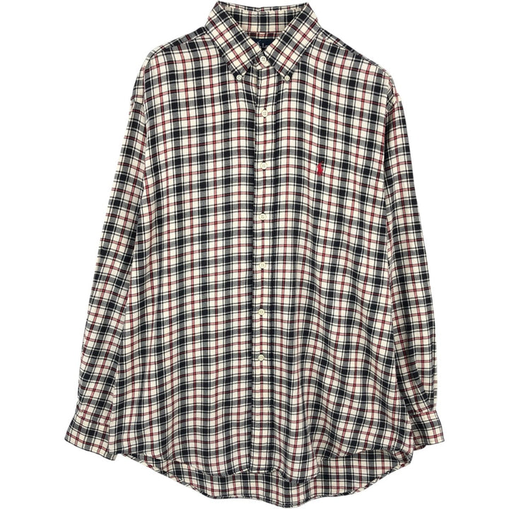 Ralph Lauren BLAIRE long sleeve button down check shirt, men's size M cotton black type Vintage Second Hand