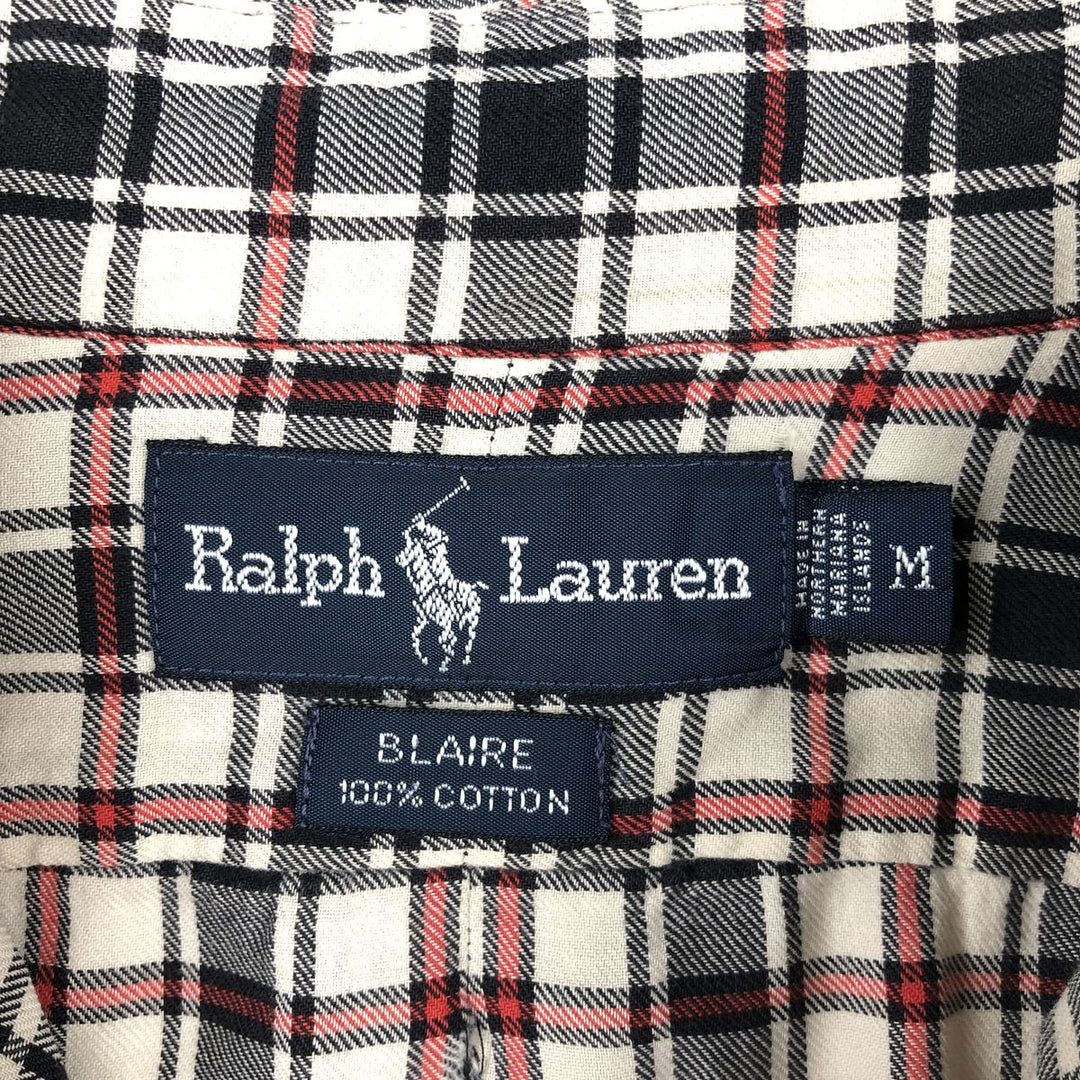 Ralph Lauren BLAIRE long sleeve button down check shirt, men's size M cotton black type Vintage Second Hand