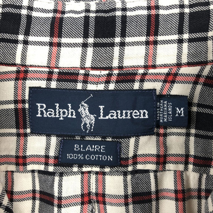 Ralph Lauren BLAIRE long sleeve button down check shirt, men's size M cotton black type Vintage Second Hand