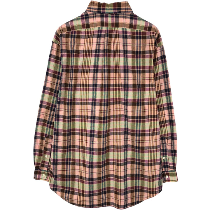 Ralph Lauren BLAKE long sleeve button down check shirt, men's size M cotton coral Vintage Second Hand