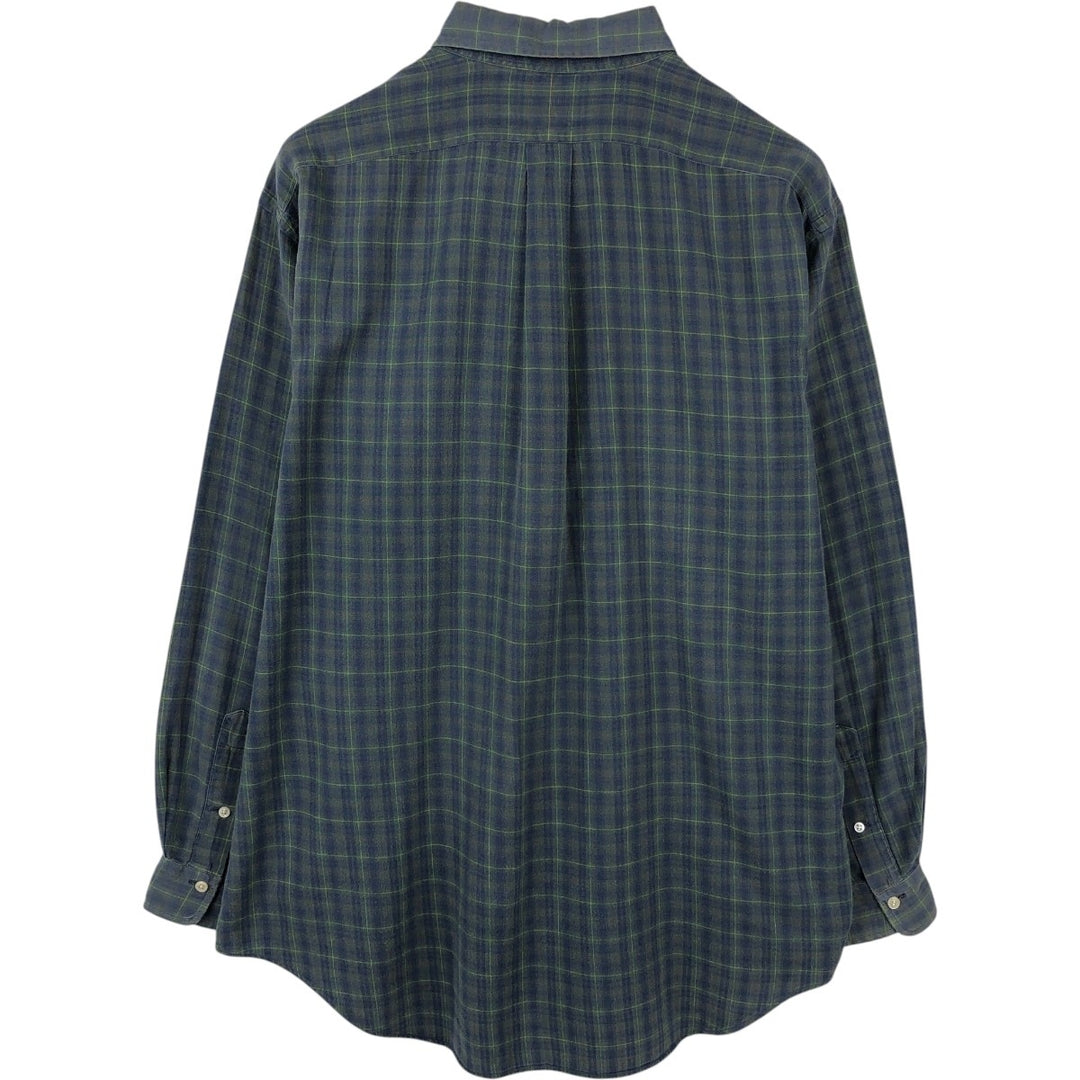 Ralph Lauren long sleeve button down check shirt, men's size L cotton navy blue type Vintage Second Hand