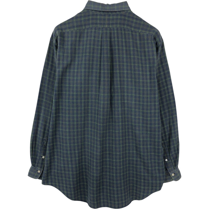 Ralph Lauren long sleeve button down check shirt, men's size L cotton navy blue type Vintage Second Hand