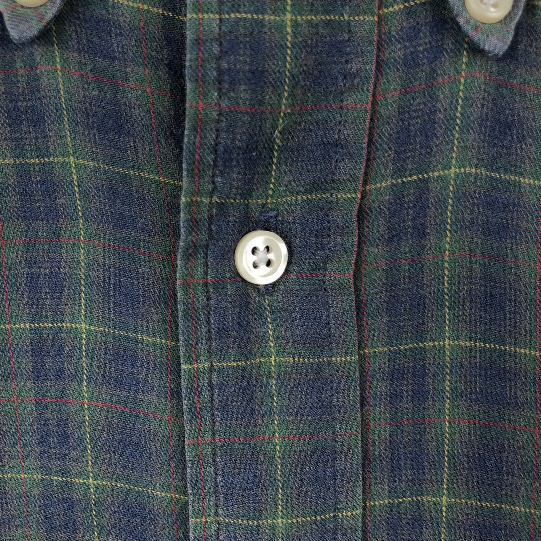 Ralph Lauren long sleeve button down check shirt, men's size L cotton navy blue type Vintage Second Hand