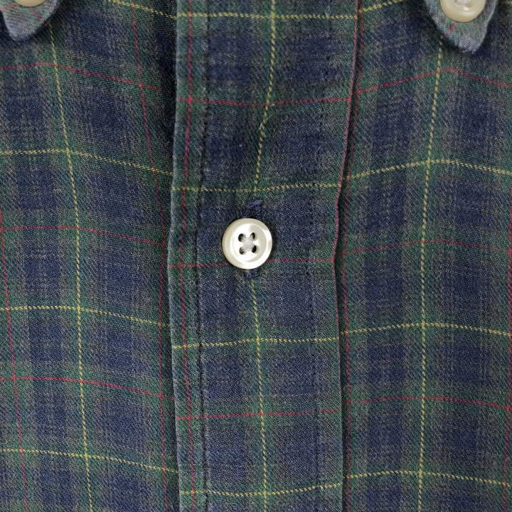 Ralph Lauren long sleeve button down check shirt, men's size L cotton navy blue type Vintage Second Hand