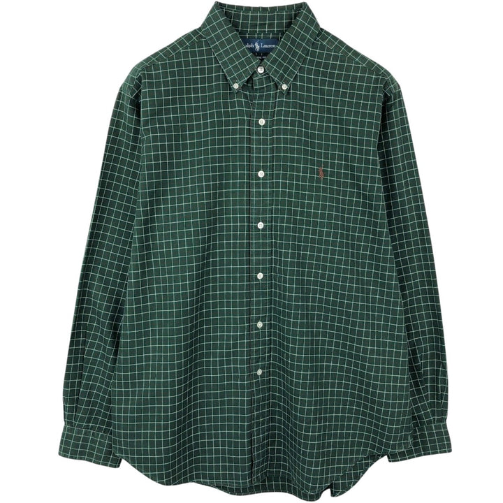 Ralph Lauren Classic Fit Long Sleeve Button Down Check Shirt Men's XL cotton Green type dark green Vintage Second Hand